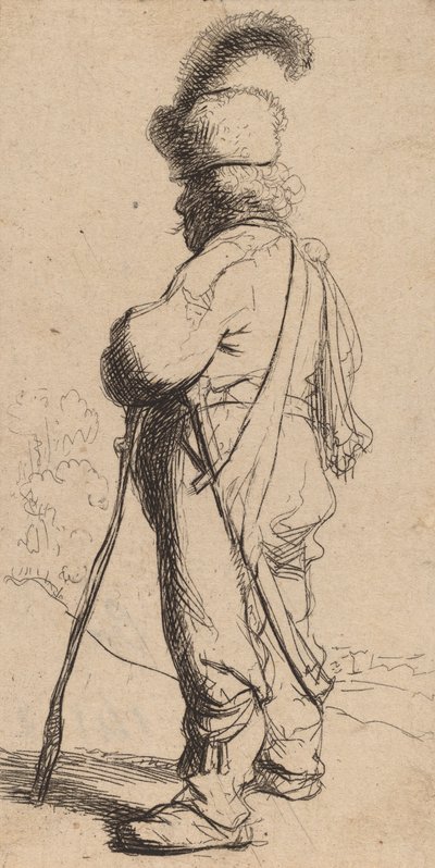 Pálcára támaszkodó lengyel c. 1632. alkotó: Rembrandt van Rijn