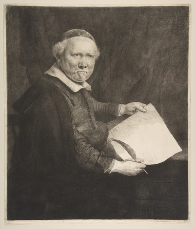 Lieven Willemsz van Coppenol portréja, a nagyobb tányér írómestere, 1658. alkotó: Rembrandt van Rijn