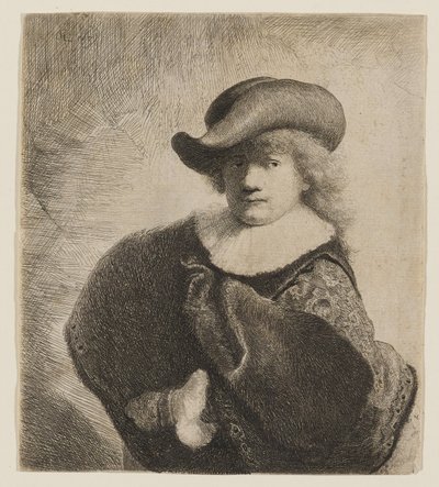 Rembrandt, oldalra hajtott puha kalapban alkotó: Rembrandt van Rijn