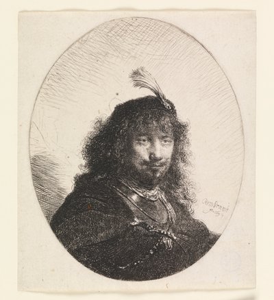 Rembrandt tollas kalappal és leeresztett szablyával alkotó: Rembrandt van Rijn
