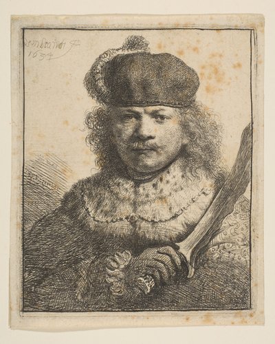 Rembrandt felemelt karddal, 1634. alkotó: Rembrandt van Rijn
