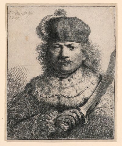 Rembrandt felemelt szablyával alkotó: Rembrandt van Rijn