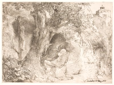 S. Ferenc egy fa alatt, imádkozik alkotó: Rembrandt van Rijn