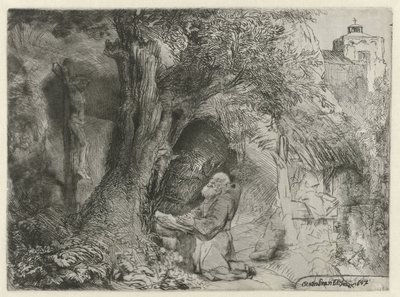 Szent Ferenc a fa alatt, imádkozik Szent Ferenc egy fa alatt imádkozik alkotó: Rembrandt van Rijn