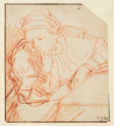 Saskia egy asztalnál ül, alkotó: Rembrandt van Rijn