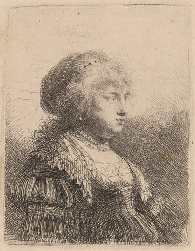 Saskia gyöngyökkel a hajában, 1634 alkotó: Rembrandt van Rijn