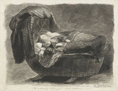 Alvó gyerek a bölcsőben (Slapend child in een wieg) alkotó: Rembrandt van Rijn
