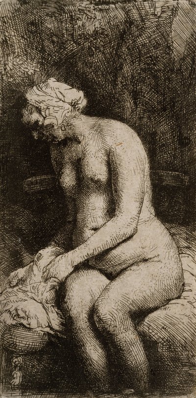 Ülő akt alkotó: Rembrandt van Rijn