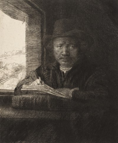 Önarckép rézkarc egy ablaknál, 1648., 1648. alkotó: Rembrandt van Rijn
