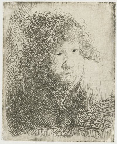 Önarckép, Előrehajolva, Hallgat, 1628. alkotó: Rembrandt van Rijn