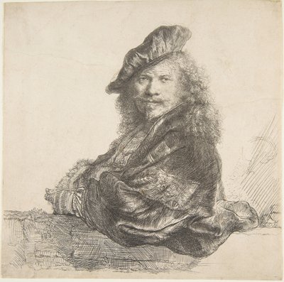 Önarckép, kőfalra támaszkodva, 1639. alkotó: Rembrandt van Rijn