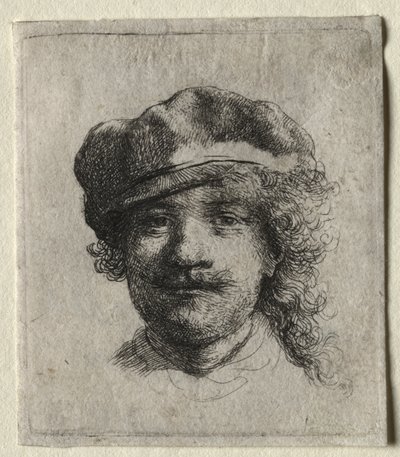 Önarckép puha sapkával: Teljes arc, csak fej alkotó: Rembrandt van Rijn
