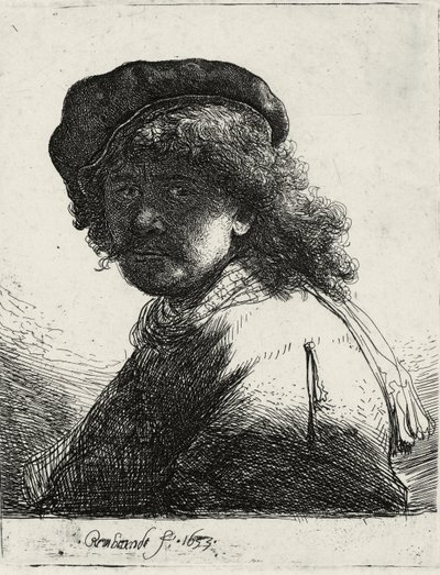 Önarckép sapkában és sállal sötét arccal, 1633 alkotó: Rembrandt van Rijn