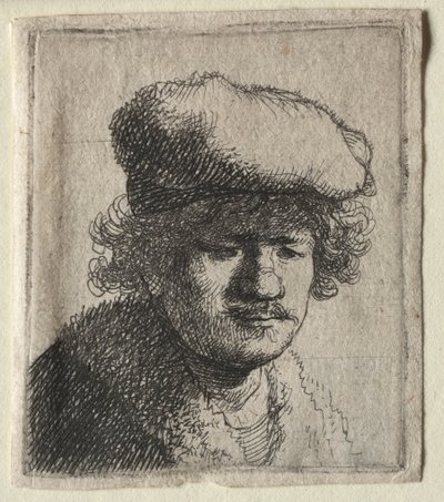 Önarckép előrehúzott sapkával, c. 1631. alkotó: Rembrandt van Rijn