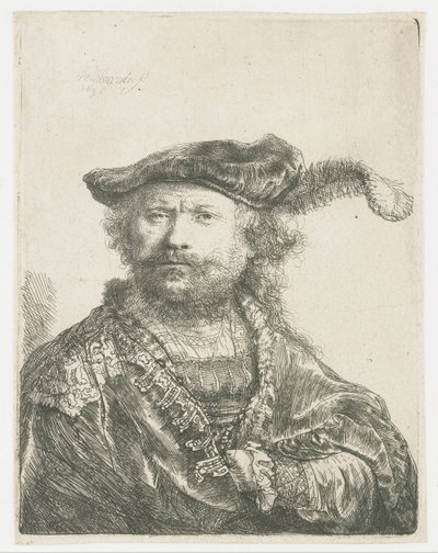 Önarckép bársonysapkában, tollakkal Önarckép tollas bársonysapkában alkotó: Rembrandt van Rijn
