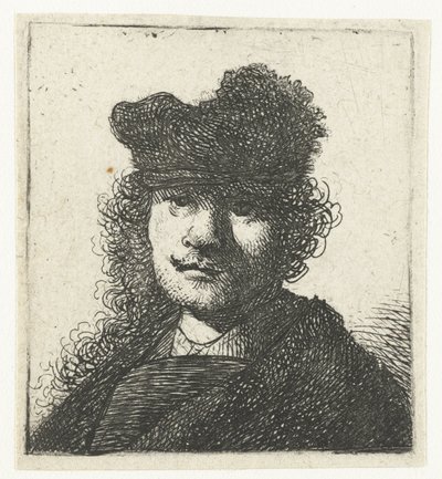 Önarckép sapkában és sötét köpenyben: mellszobor alkotó: Rembrandt van Rijn