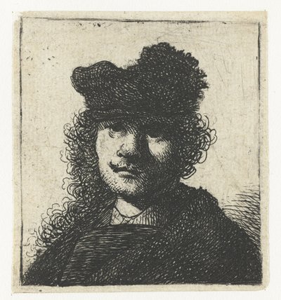 Önarckép sapkában és sötét köpenyben: mellszobor alkotó: Rembrandt van Rijn