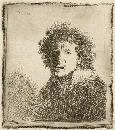 Önarckép tátott szájjal, mintha azt kiabálná: mellszobor, 1630. alkotó: Rembrandt van Rijn