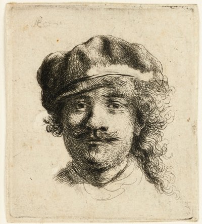 Önarckép puha sapkával: teljes arc, csak fej, 1634 körül. alkotó: Rembrandt van Rijn