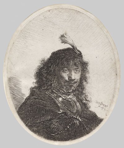 Önarckép tollas sapkával és leengedett karddal alkotó: Rembrandt van Rijn