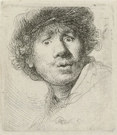 Önarckép berettel és tágra nyílt szemmel, 1630 alkotó: Rembrandt van Rijn