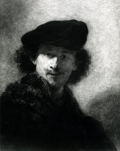 Önarckép bársony sapkával alkotó: Rembrandt van Rijn