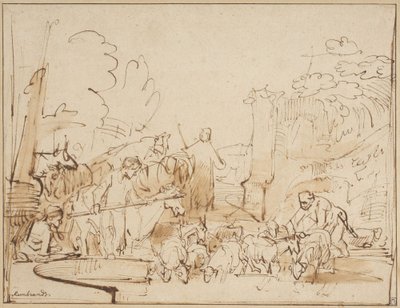Pásztor és juhászok alkotó: Rembrandt van Rijn