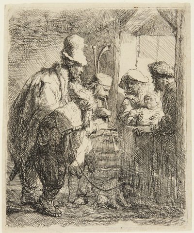Vándorzenészek alkotó: Rembrandt van Rijn