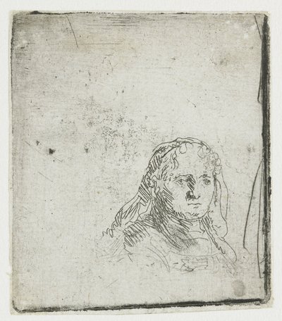 Egy nő fejének tanulmánya alkotó: Rembrandt van Rijn