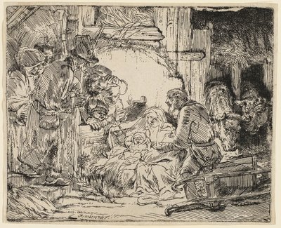 A Pásztorok imádása: A lámpával alkotó: Rembrandt van Rijn
