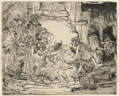 A Pásztorok imádása: A lámpával alkotó: Rembrandt van Rijn