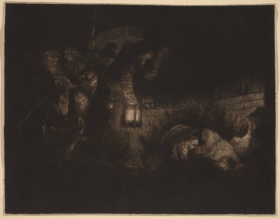 A pásztorok imádása: egy éjszakai jelenet alkotó: Rembrandt van Rijn