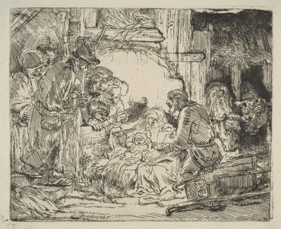 A Pásztorok imádása, a lámpával, kb. 1654. alkotó: Rembrandt van Rijn