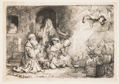 Tóbiás családjából távozó angyal alkotó: Rembrandt van Rijn