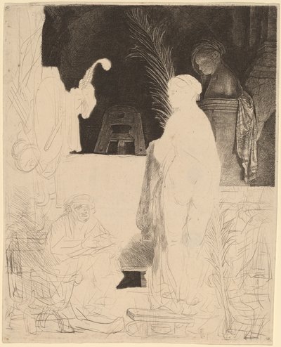 A művész rajz a modellből alkotó: Rembrandt van Rijn