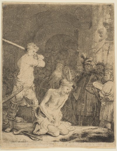Keresztelő János lefejezése. alkotó: Rembrandt van Rijn