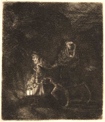 A repülés Egyiptomba: Egy éjszakai darab alkotó: Rembrandt van Rijn