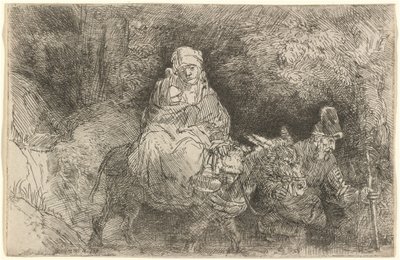 Repülés Egyiptomba: átkelés egy patakon alkotó: Rembrandt van Rijn