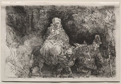 Repülés Egyiptomba: Átkelés egy patakon, 1654. alkotó: Rembrandt van Rijn