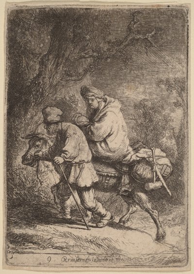 A menekülés Egyiptomba: Kis alkotó: Rembrandt van Rijn