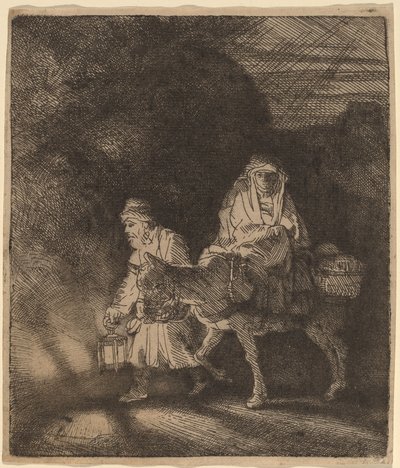 Repülés Egyiptomba: éjszakai darab alkotó: Rembrandt van Rijn