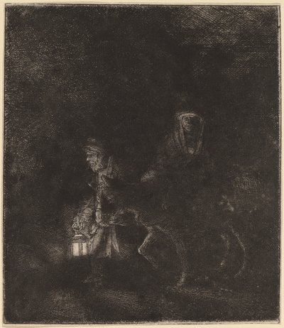 Repülés Egyiptomba: éjszakai darab alkotó: Rembrandt van Rijn