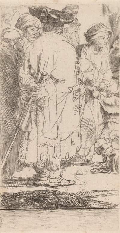 Az ember vesszőtöredékkel a száz guldennyomatból, c. 1649. alkotó: Rembrandt van Rijn
