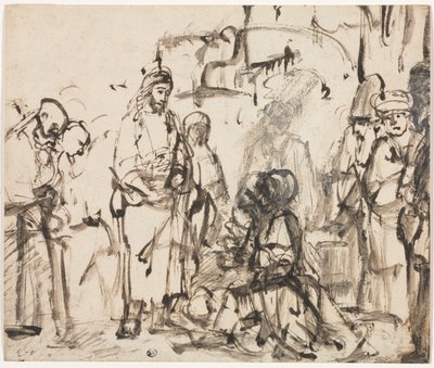 Krisztus találkozása Mártával és Máriával Lázár halála után, c. 1662-65. alkotó: Rembrandt van Rijn