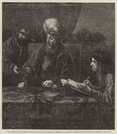 A Szőlőbirtok tulajdonosa fizeti a munkásait alkotó: Rembrandt van Rijn