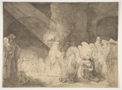 A bemutató a templomban: Hosszúkás tányér. alkotó: Rembrandt van Rijn