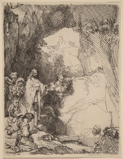 Lázár feltámasztása: kis tál alkotó: Rembrandt van Rijn