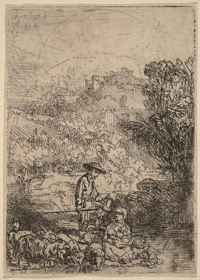 A pásztor és családja alkotó: Rembrandt van Rijn