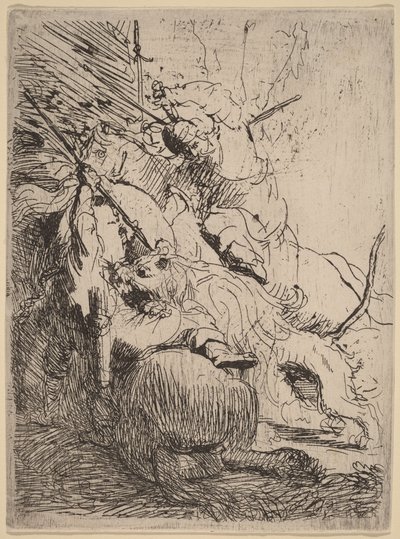 A kis oroszlánvadászat (egy oroszlánnal) alkotó: Rembrandt van Rijn