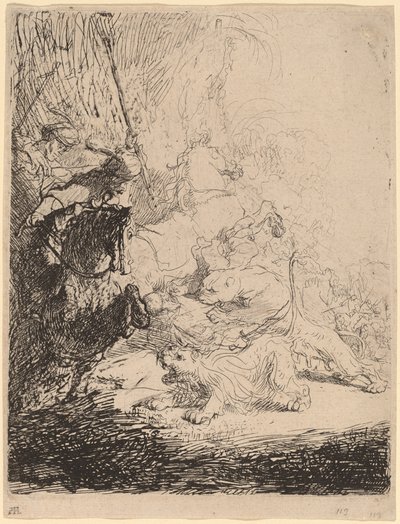 A kis oroszlánvadászat (két oroszlánnal) alkotó: Rembrandt van Rijn